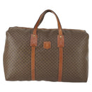CELINE Macadam Canvas Boston Bag PVC Leather Brown Gold Auth 168631-2