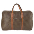 CELINE Macadam Canvas Boston Bag PVC Leather Brown Gold Auth 168631-3