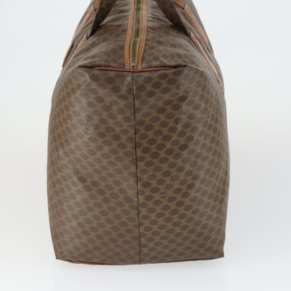 CELINE Macadam Canvas Boston Bag PVC Leather Brown Gold Auth 168631