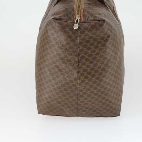 CELINE Macadam Canvas Boston Bag PVC Leather Brown Gold Auth 168631