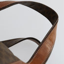CELINE Macadam Canvas Boston Bag PVC Leather Brown Gold Auth 168631-8