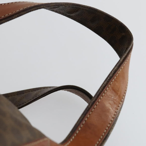 CELINE Macadam Canvas Boston Bag PVC Leather Brown Gold Auth 168631