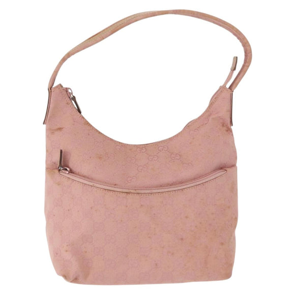 GUCCI GG Canvas Shoulder Bag Pink Silver 001 3386 Auth 168636