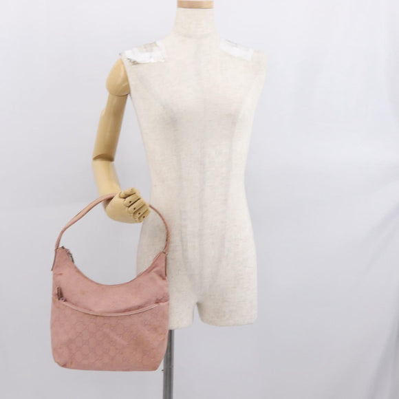 GUCCI GG Canvas Shoulder Bag Pink Silver 001 3386 Auth 168636