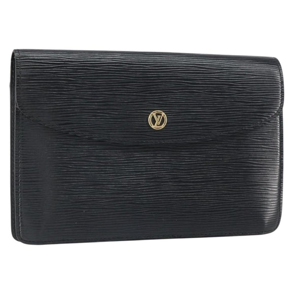 LOUIS VUITTON Epi Montaigne 23 Clutch Bag Black M52662 LV Auth 168641
