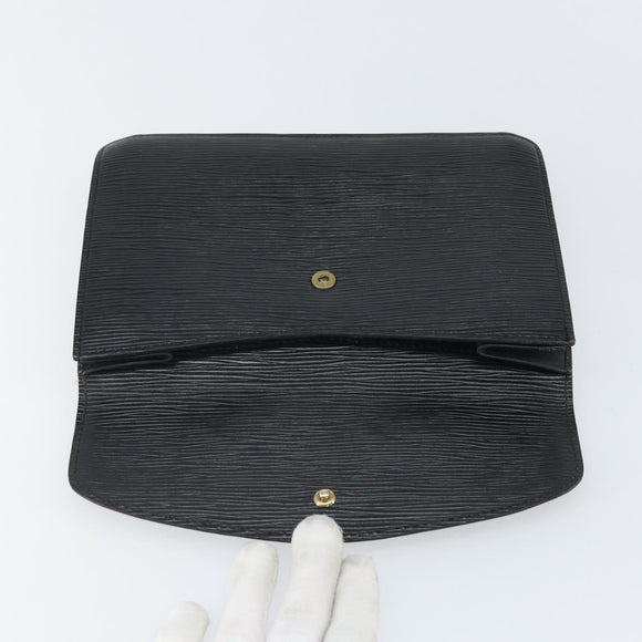 LOUIS VUITTON Epi Montaigne 23 Clutch Bag Black M52662 LV Auth 168641