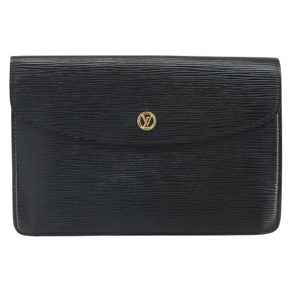 LOUIS VUITTON Epi Montaigne 23 Clutch Bag Black M52662 LV Auth 168641
