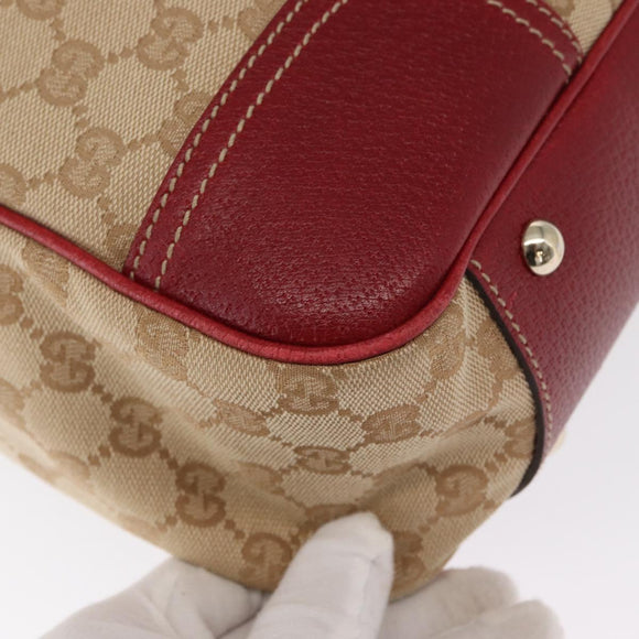 GUCCI Pretty GG Canvas Web Sherry Line Hand Bag Beige Gold 163805 Auth 168644