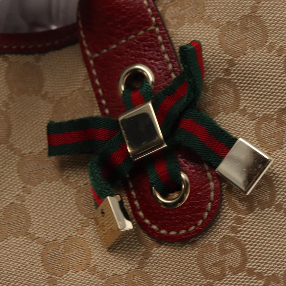GUCCI Pretty GG Canvas Web Sherry Line Hand Bag Beige Gold 163805 Auth 168644