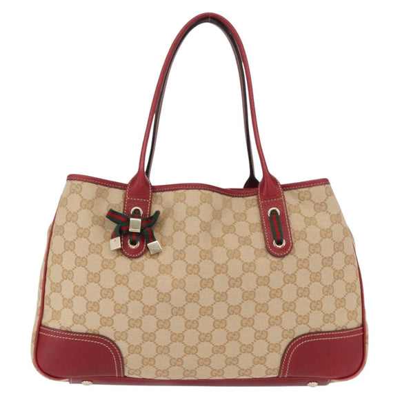 GUCCI Pretty GG Canvas Web Sherry Line Hand Bag Beige Gold 163805 Auth 168644