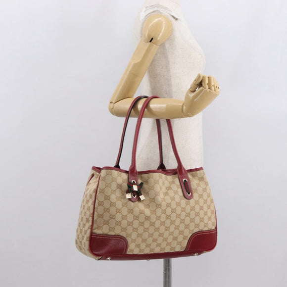 GUCCI Pretty GG Canvas Web Sherry Line Hand Bag Beige Gold 163805 Auth 168644