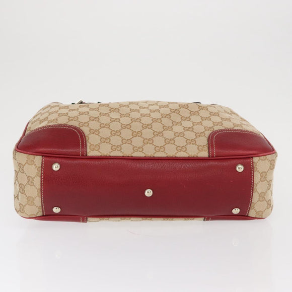 GUCCI Pretty GG Canvas Web Sherry Line Hand Bag Beige Gold 163805 Auth 168644