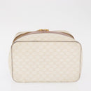 CELINE Macadam Canvas Vanity Hand Bag PVC White Gold Auth 168649-11