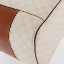 CELINE Macadam Canvas Vanity Hand Bag PVC White Gold Auth 168649-14