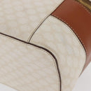 CELINE Macadam Canvas Vanity Hand Bag PVC White Gold Auth 168649-15