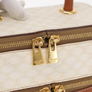 CELINE Macadam Canvas Vanity Hand Bag PVC White Gold Auth 168649-16