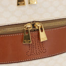 CELINE Macadam Canvas Vanity Hand Bag PVC White Gold Auth 168649-17