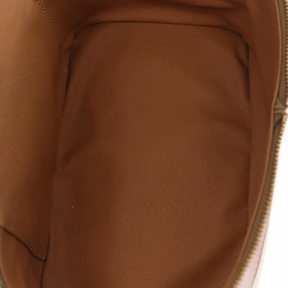 CELINE Macadam Canvas Vanity Hand Bag PVC White Gold Auth 168649