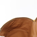 CELINE Macadam Canvas Vanity Hand Bag PVC White Gold Auth 168649-21