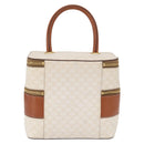 CELINE Macadam Canvas Vanity Hand Bag PVC White Gold Auth 168649-3