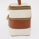 CELINE Macadam Canvas Vanity Hand Bag PVC White Gold Auth 168649-5