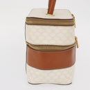 CELINE Macadam Canvas Vanity Hand Bag PVC White Gold Auth 168649-6