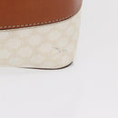 CELINE Macadam Canvas Vanity Hand Bag PVC White Gold Auth 168649-7