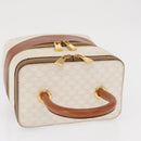 CELINE Macadam Canvas Vanity Hand Bag PVC White Gold Auth 168649-8