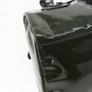 Salvatore Ferragamo Hand Bag Patent leather Khaki Silver Auth 168650-14