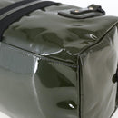 Salvatore Ferragamo Hand Bag Patent leather Khaki Silver Auth 168650-15