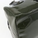 Salvatore Ferragamo Hand Bag Patent leather Khaki Silver Auth 168650-16