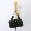 Salvatore Ferragamo Hand Bag Patent leather Khaki Silver Auth 168650-21