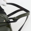 Salvatore Ferragamo Hand Bag Patent leather Khaki Silver Auth 168650-8