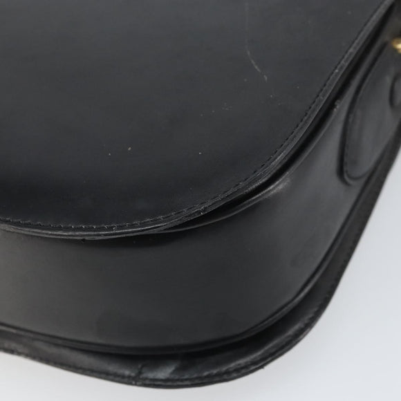 CELINE Schoudertas Leer Zwart Goud Auth 168658