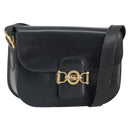 CELINE Schoudertas Leer Zwart Goud Auth 168658-1