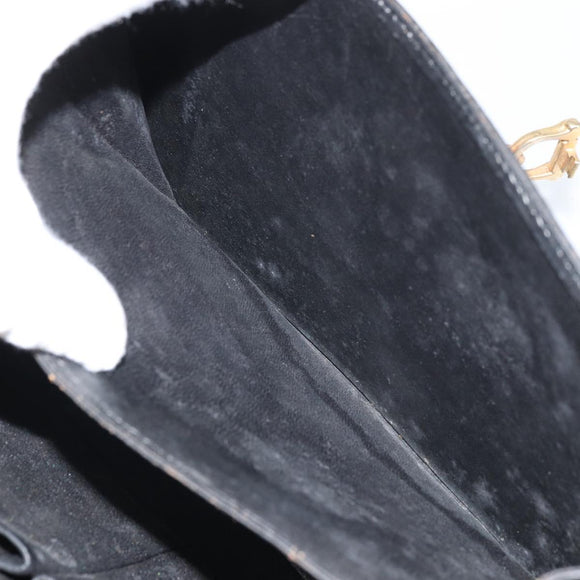CELINE Schoudertas Leer Zwart Goud Auth 168658