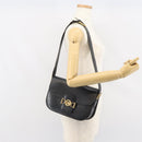 CELINE Schoudertas Leer Zwart Goud Auth 168658-25