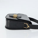 CELINE Schoudertas Leer Zwart Goud Auth 168658-3