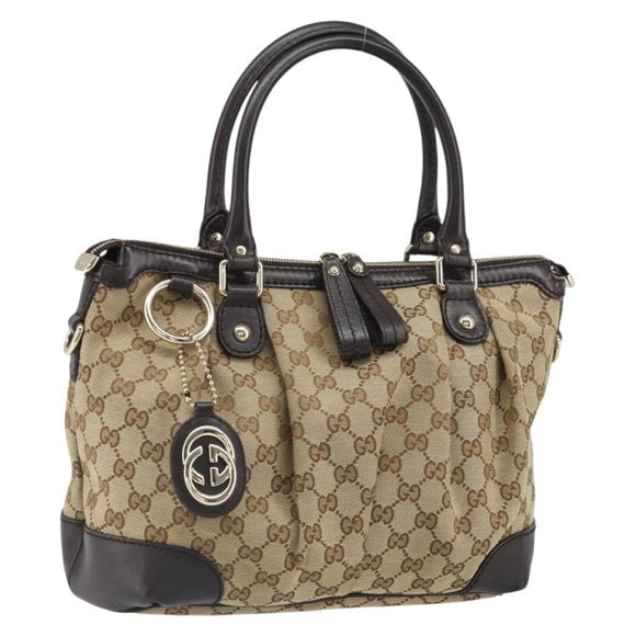 GUCCI Sukey GG Canvas Hand Bag Beige Gold 247902 Auth 168661