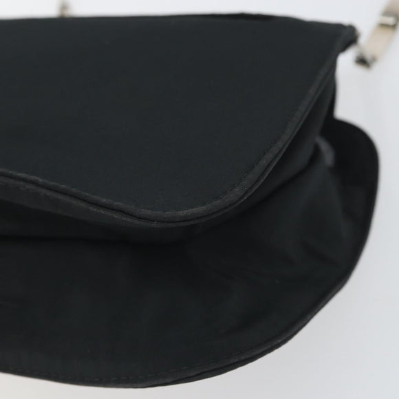 BOTTEGA VENETA Shoulder Bag Nylon Black Silver Auth 168663