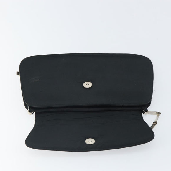 BOTTEGA VENETA Shoulder Bag Nylon Black Silver Auth 168663