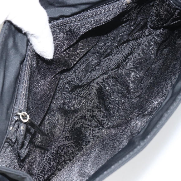 BOTTEGA VENETA Shoulder Bag Nylon Black Silver Auth 168663