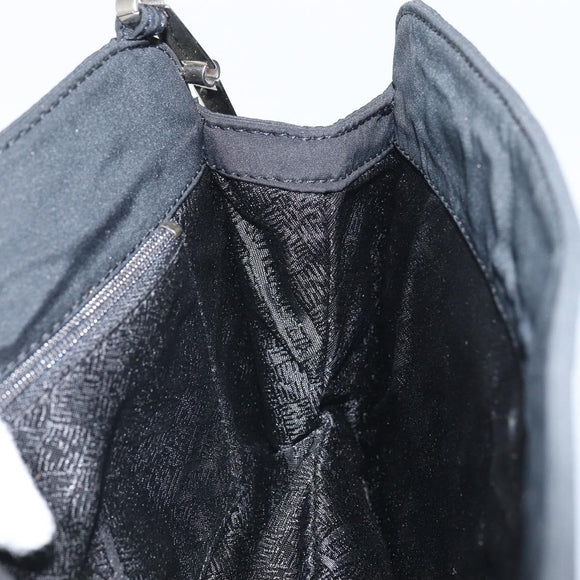 BOTTEGA VENETA Shoulder Bag Nylon Black Silver Auth 168663
