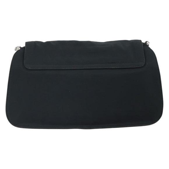 BOTTEGA VENETA Shoulder Bag Nylon Black Silver Auth 168663