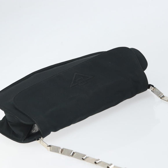 BOTTEGA VENETA Shoulder Bag Nylon Black Silver Auth 168663