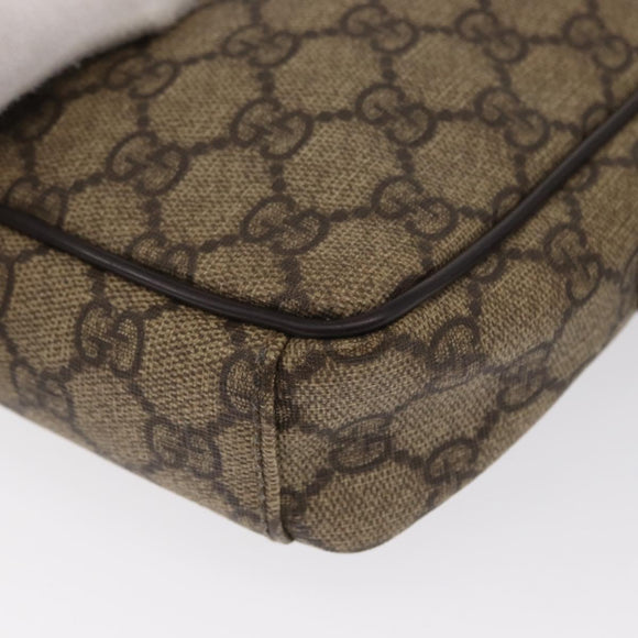 GUCCI GG Supreme Shoulder Bag PVC Beige Silver 101680 Auth 168664