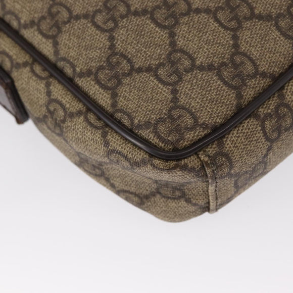 GUCCI GG Supreme Shoulder Bag PVC Beige Silver 101680 Auth 168664