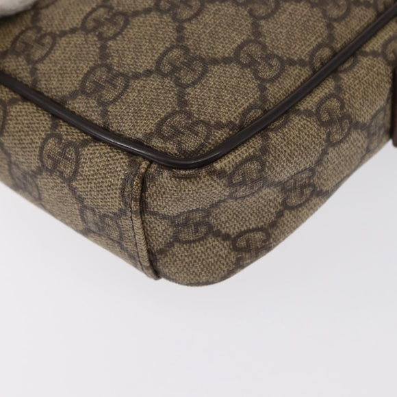 GUCCI GG Supreme Shoulder Bag PVC Beige Silver 101680 Auth 168664
