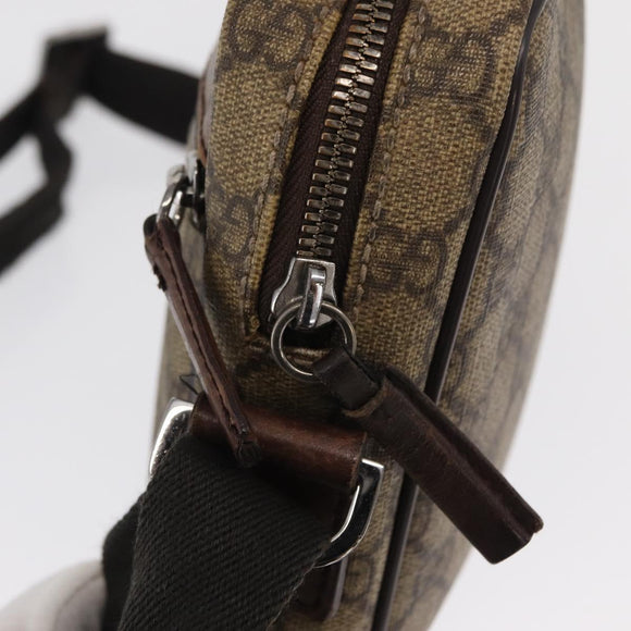 GUCCI GG Supreme Shoulder Bag PVC Beige Silver 101680 Auth 168664