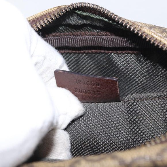 GUCCI GG Supreme Shoulder Bag PVC Beige Silver 101680 Auth 168664